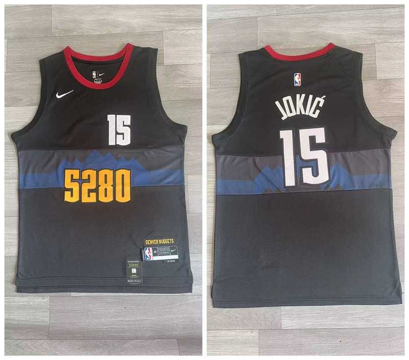 Nuggets 15 Nikola Jokic Black Nike 2023-24 City Edition Swingman Jersey->miami heat->NBA Jersey